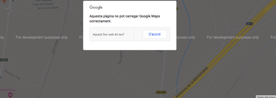 El mapa de la meva web dona un missatge d’error.